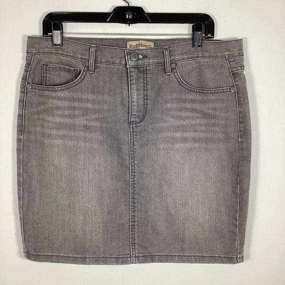 Ruff Hewn Grey Denim Jean Mini Skirt 10 Western Cowgirl Rodeo Cowgirl Chic - Picture 1 of 6